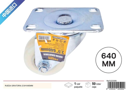 [02599] Rueda giratoria de nylon PP 2.5in 70mm - Ferretería y accesorios