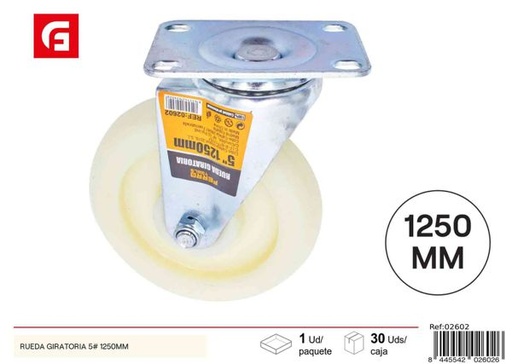 [02602] Rueda giratoria de nylon 5" 125mm para muebles y transporte