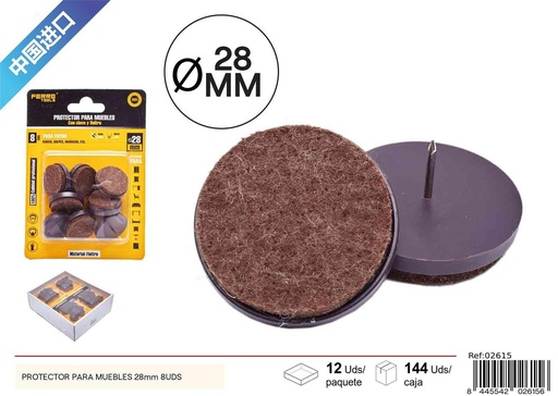 [02615] Protector para muebles redondeado con clavos 28 mm 8 pcs - Accesorios de ferretería