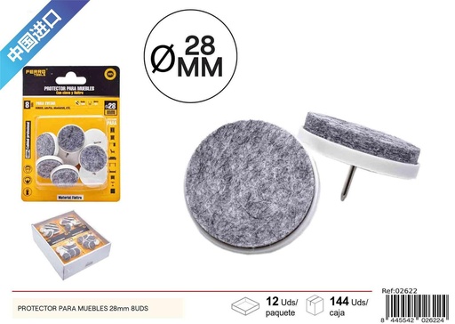 [02622] Protector para muebles redondeado con clavos color blanco 28 mm 8 pcs - Accesorios de ferretería