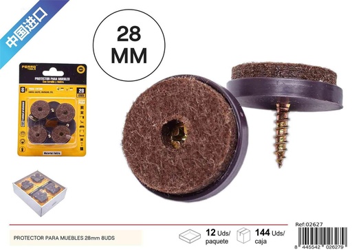 [02627] Protector para muebles 28mm 8uds en plástico color café oscuro