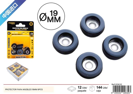 [02632] Protector para tornillos PTFE 19mm 8 piezas - Ferretería