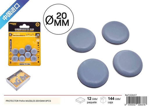 [02637] Protector para muebles patas 20x5mm 8 piezas - Accesorios para el hogar