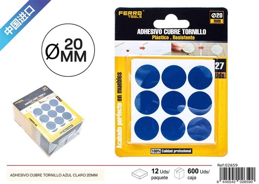 [02659] Adhesivo cubre tornillo azul claro 20 mm - Liquidación y ofertas
