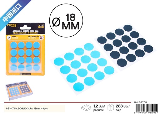 [02708] Pegatinas dobles azules redondas 18 mm (48 pcs) - Adhesivos