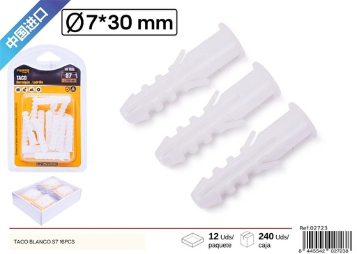 [02723] Taco blanco S7 16 UDS - Accesorios de ferretería
