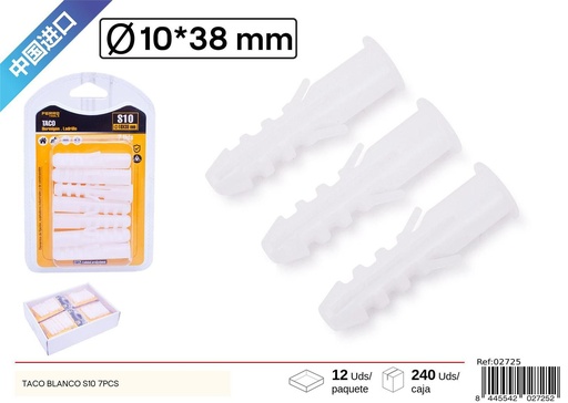 [02725] Taco blanco S10 7 UDS - Accesorios de ferretería