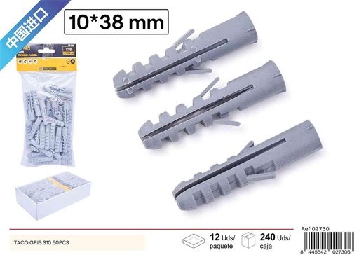 [02730] Taco gris S10 50PCS - Herramientas de ferretería