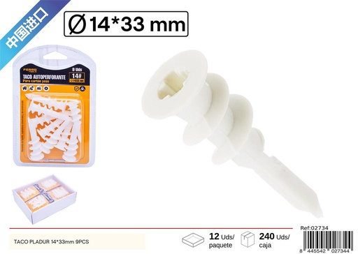 [02734] Taco Pladur blanco 14 x 43 mm 9 pcs - Accesorios de ferretería