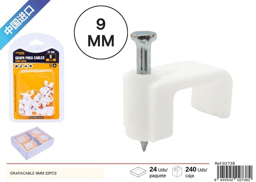 [02738] Grapacable 9 mm 22 pcs - Accesorios de ferretería