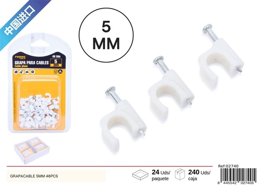 [02740] Grapacable 5 mm 46 pcs - Accesorios de ferretería