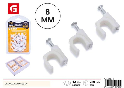 [02742] Grapacable 8mm 32pcs para sujeción de cables