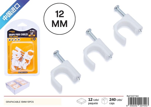 [02744] Grapacable 12 mm 10 pcs - Accesorios de ferretería