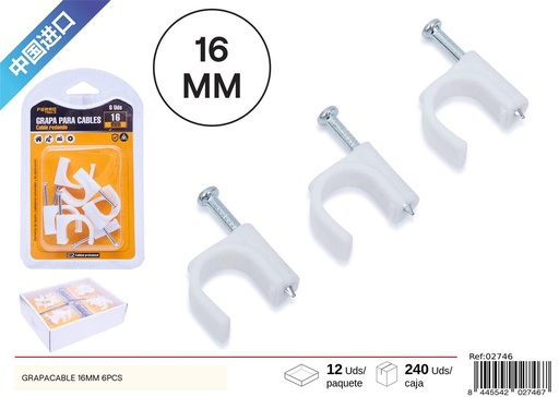 [02746] Grapacable 16 mm 6 pcs - Accesorios de ferretería