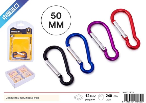 [02770] Mosquetón de aluminio 5# 2pcs para llaves y equipo de senderismo