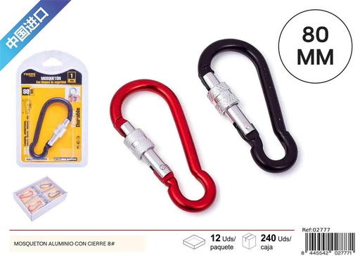 [02777] Mosquetón de aluminio con cierre 8# 1pc para llaves y acampada