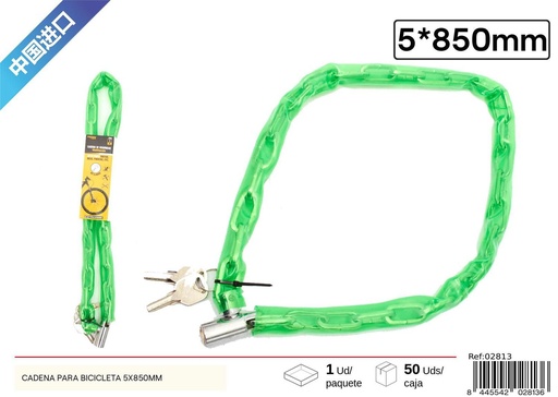 [02813] Cadena para bicicleta color mezclado 5x850mm - Seguridad para bicicleta