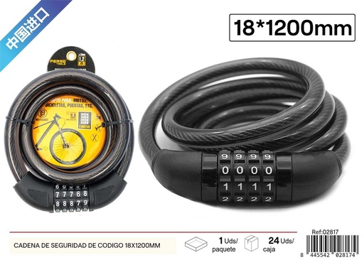 [02817] Cadena de seguridad con código 18x1200mm para bicicletas