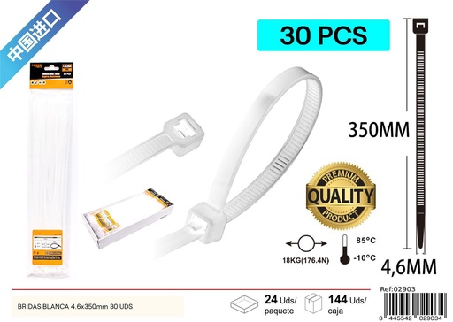 [02903] Bridas blancas 4.6x350 mm 30 uds - Accesorios de ferretería