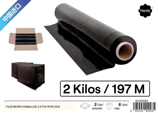 [02993] Film negro embalaje 2.2µm 197m 2kg - Material de embalaje