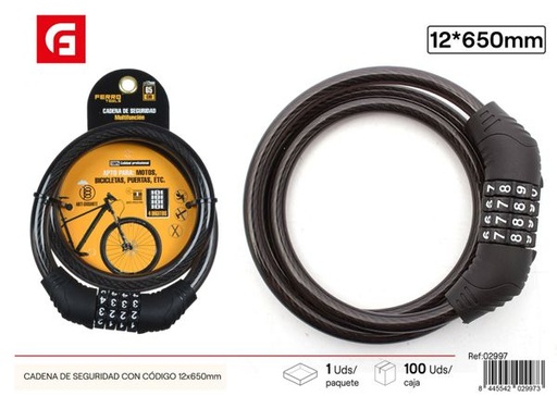 [02997] Cadena de seguridad con código 12x650mm para bicicletas