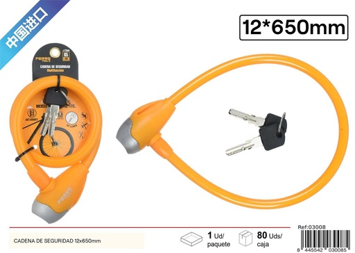 [03008] Cadena de seguridad 12x650mm en varios colores - Accesorios de bicicleta