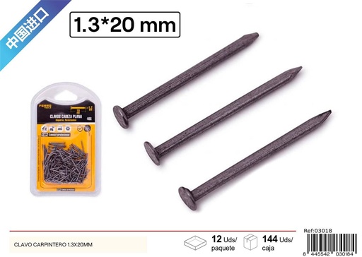 [03018] Clavo carpintero 1.3x20 mm - Accesorios de ferretería