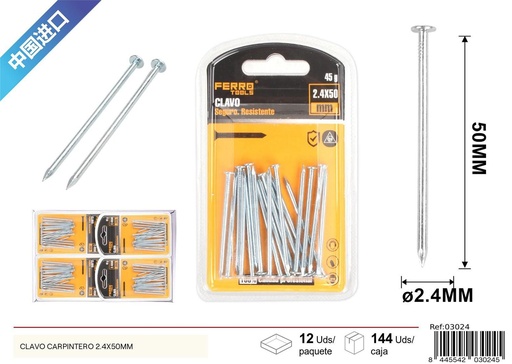 [03024] Clavo carpintero 2.4x50 mm - Accesorios de ferretería
