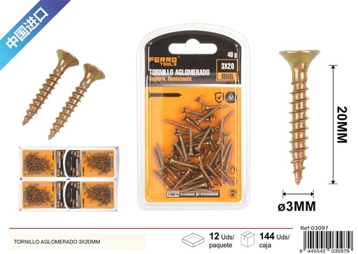 [03097] Tornillo aglomerado 3X25 mm - Accesorios de ferretería