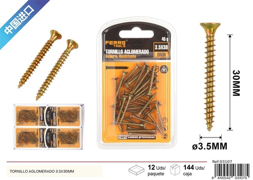[03107] Tornillo aglomerado 3.5X40 mm - Accesorios de ferretería