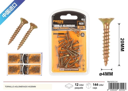 [03114] Tornillo aglomerado 4*25 mm - Accesorios de ferretería