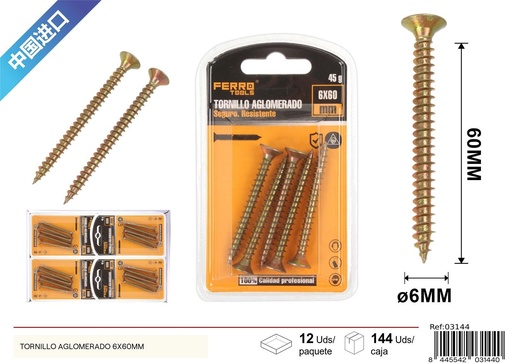 [03144] Tornillo aglomerado 6X90 mm - Accesorios de ferretería