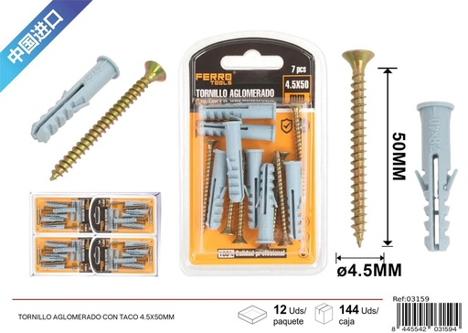 [03159] Tornillo aglomerado con taco 5X50 mm - Accesorios de ferretería