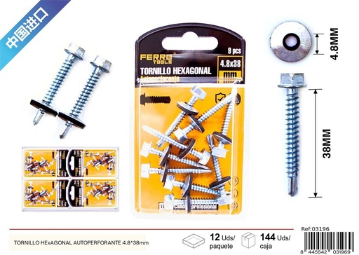 [03196] Tornillo hexagonal autoperforante 4.8x38mm - Accesorios de ferretería