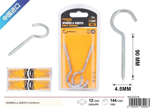 [03226] Hembrilla abierta 4.5x90mm - Accesorios de ferretería