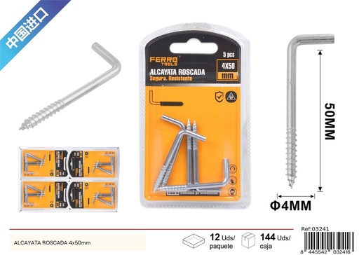 [03241] Alcayata roscada 4x50mm - Accesorios de ferretería