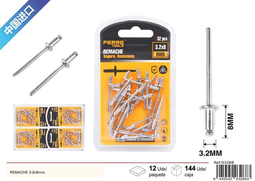 [03268] Remache 3.2x8mm - Accesorios de ferretería
