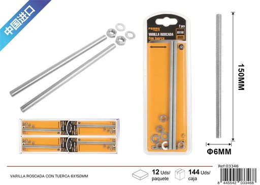 [03346] Varilla roscada con tuerca 6x150mm para fijación