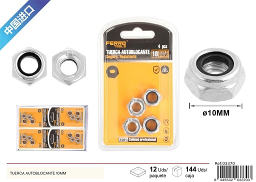 [03370] Tuerca autoblocante 10mm - Accesorios de ferretería