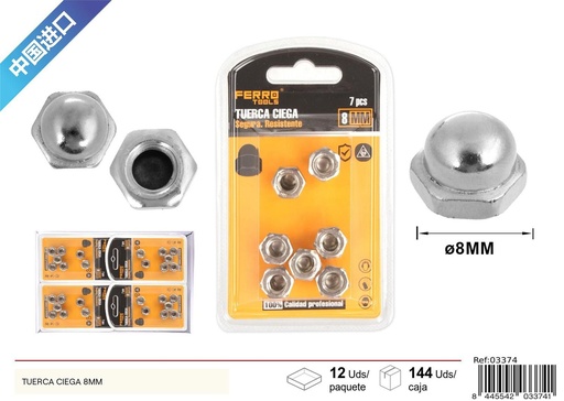 [03374] Tuerca ciega 8mm - Accesorios de ferretería