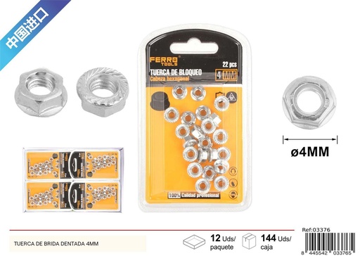 [03376] Tuerca de brida dentada 4mm - Accesorios de ferretería