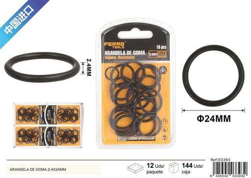 [03393] Arandela de goma negra 2.4x24mm - Accesorios de ferretería