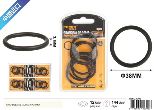 [03396] Arandela de goma negra 3.1*38mm - Accesorios de ferretería