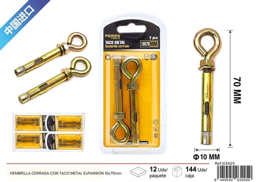 [03425] Hembrilla cerrada con taco metal ExPANSION 10x70mm - Herramientas de ferretería