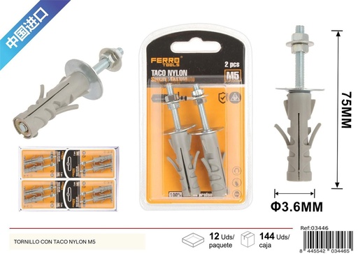 [03446] Tornillo con taco nylon M5, accesorios de ferretería