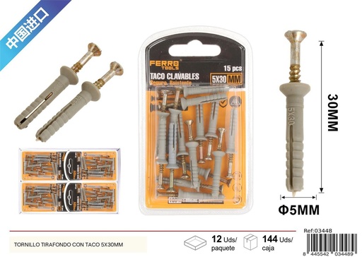 [03448] Tornillo tirafondo con taco 5X30MM, accesorios de ferretería