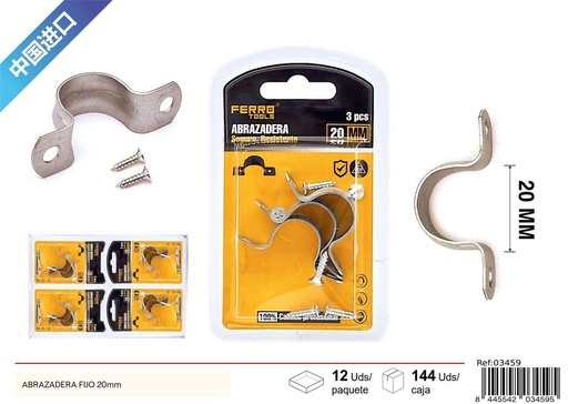 [03459] Abrazadera fija 20mm, accesorios de ferretería