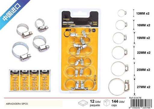 [03478] Agujero para manguera con abrazadera 12pcs - Accesorios de ferretería