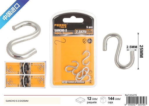 [03479] Gancho S 2.5 x 25 mm - Accesorios de ferretería