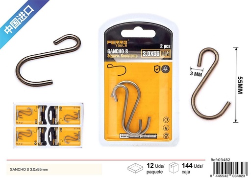 [03482] Gancho S 3.0X55 mm - Accesorios de ferretería